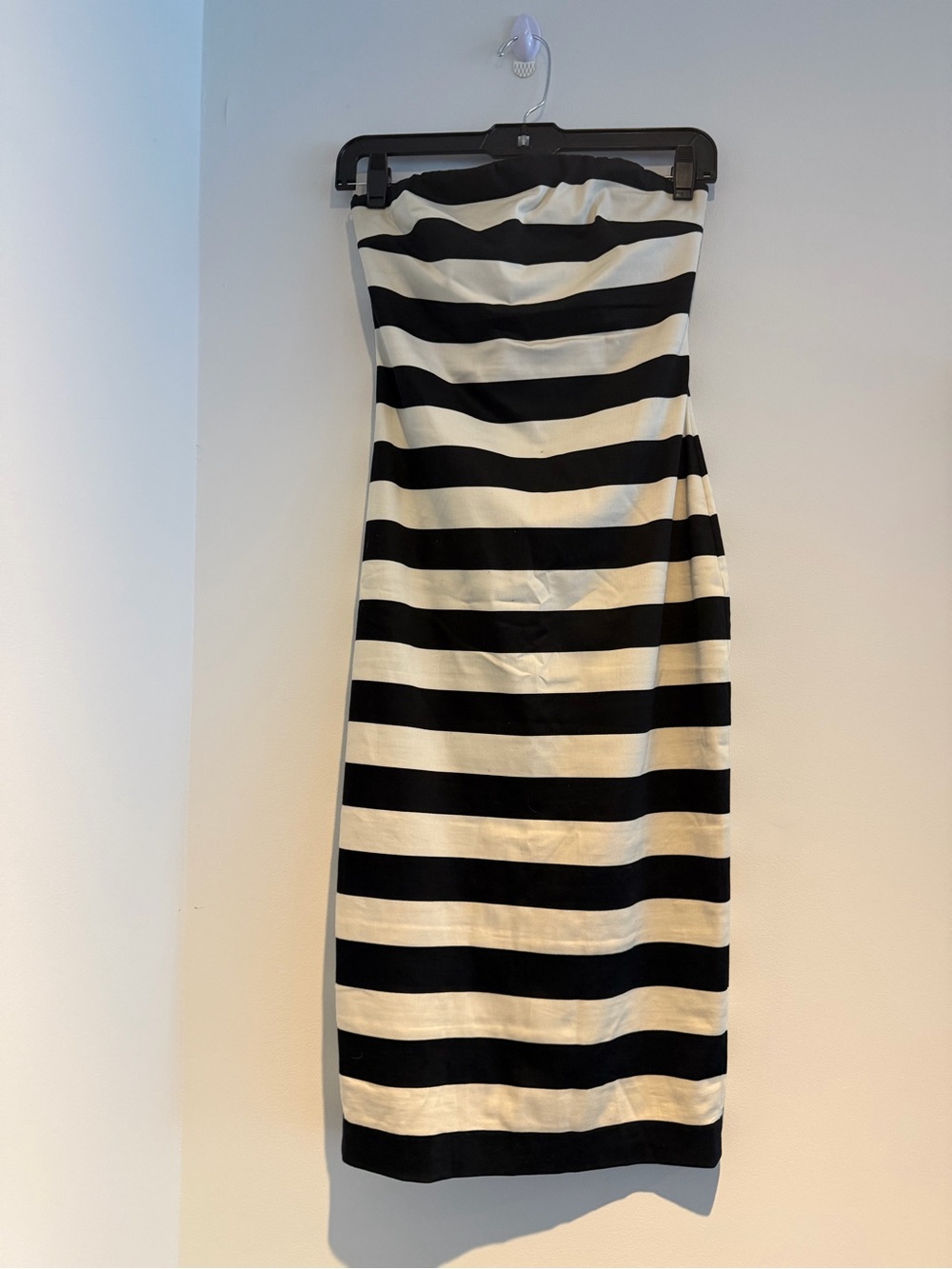 Robert Rodriguez Strapless Black and White Striped Midi Dress